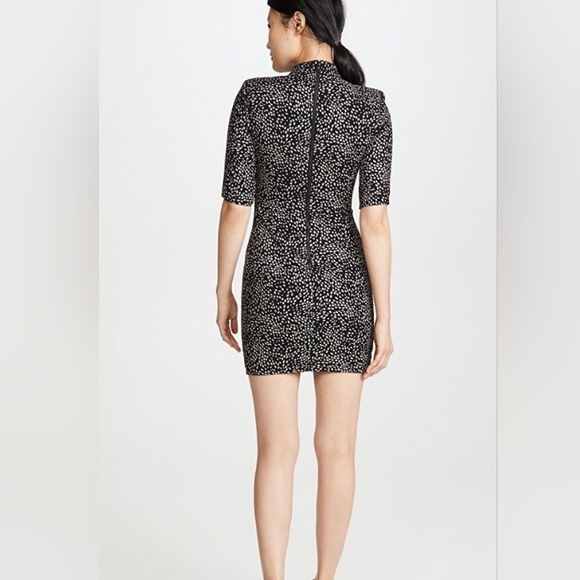 Alice + Olivia Inka Metallic Polka Dot Dress Black Silver Glitter Sz 8 Cocktail - Picture 2 of 9